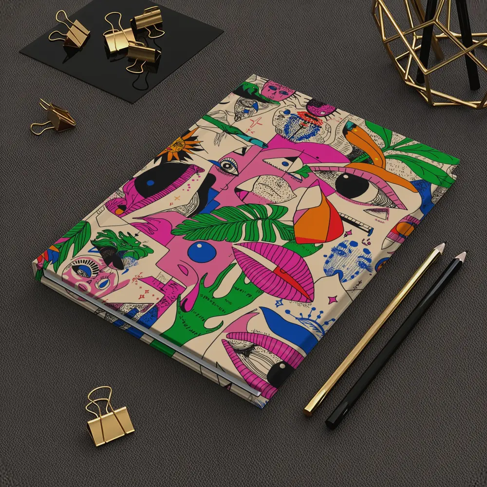 Surreal Psychedelic Faces Plants Abstract Pop Art – Notebooks