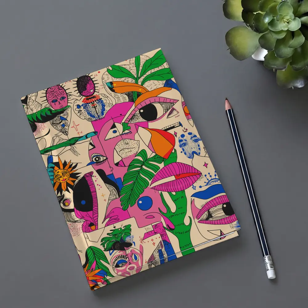 Surreal Psychedelic Faces Plants Abstract Pop Art – Notebooks