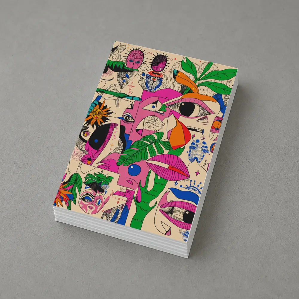 Surreal Psychedelic Faces Plants Abstract Pop Art – Postcards
