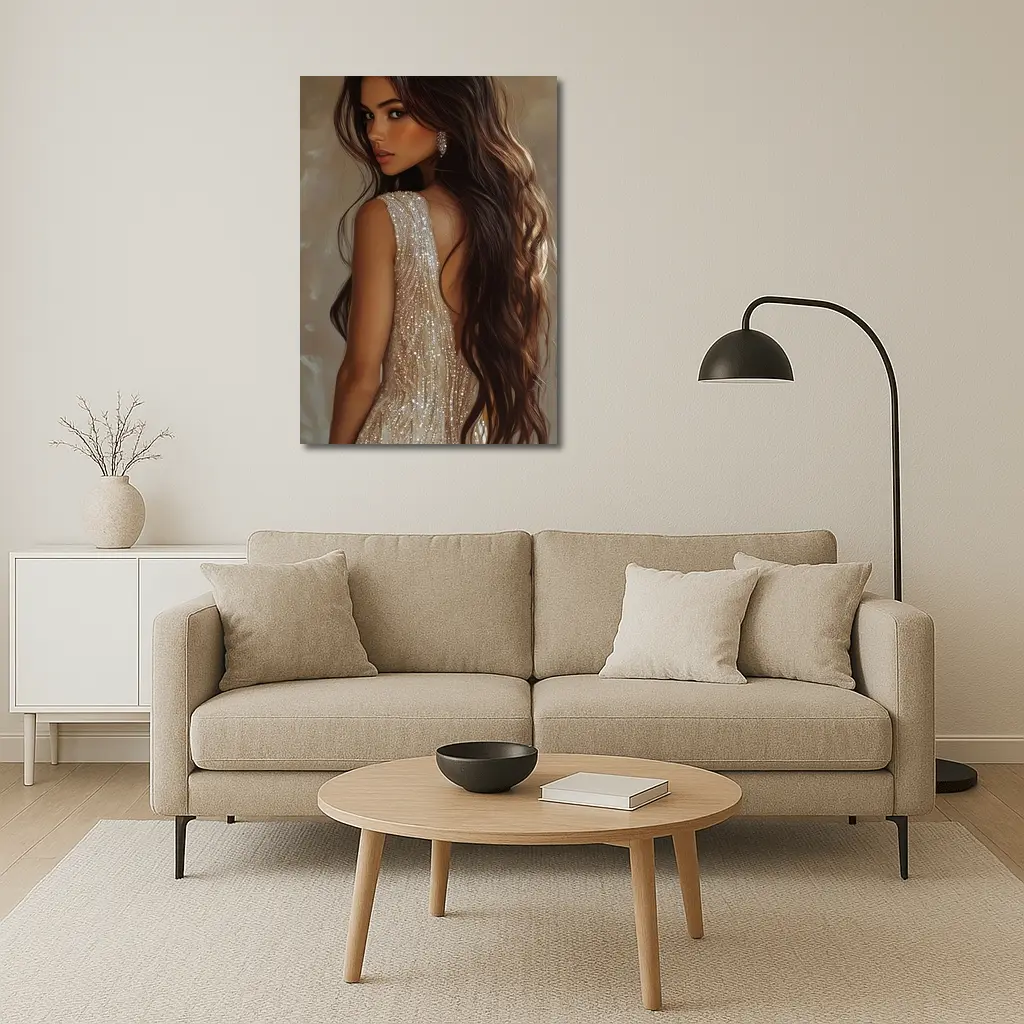 Elegant Woman Glitter Dress Digital Art – Wall Art