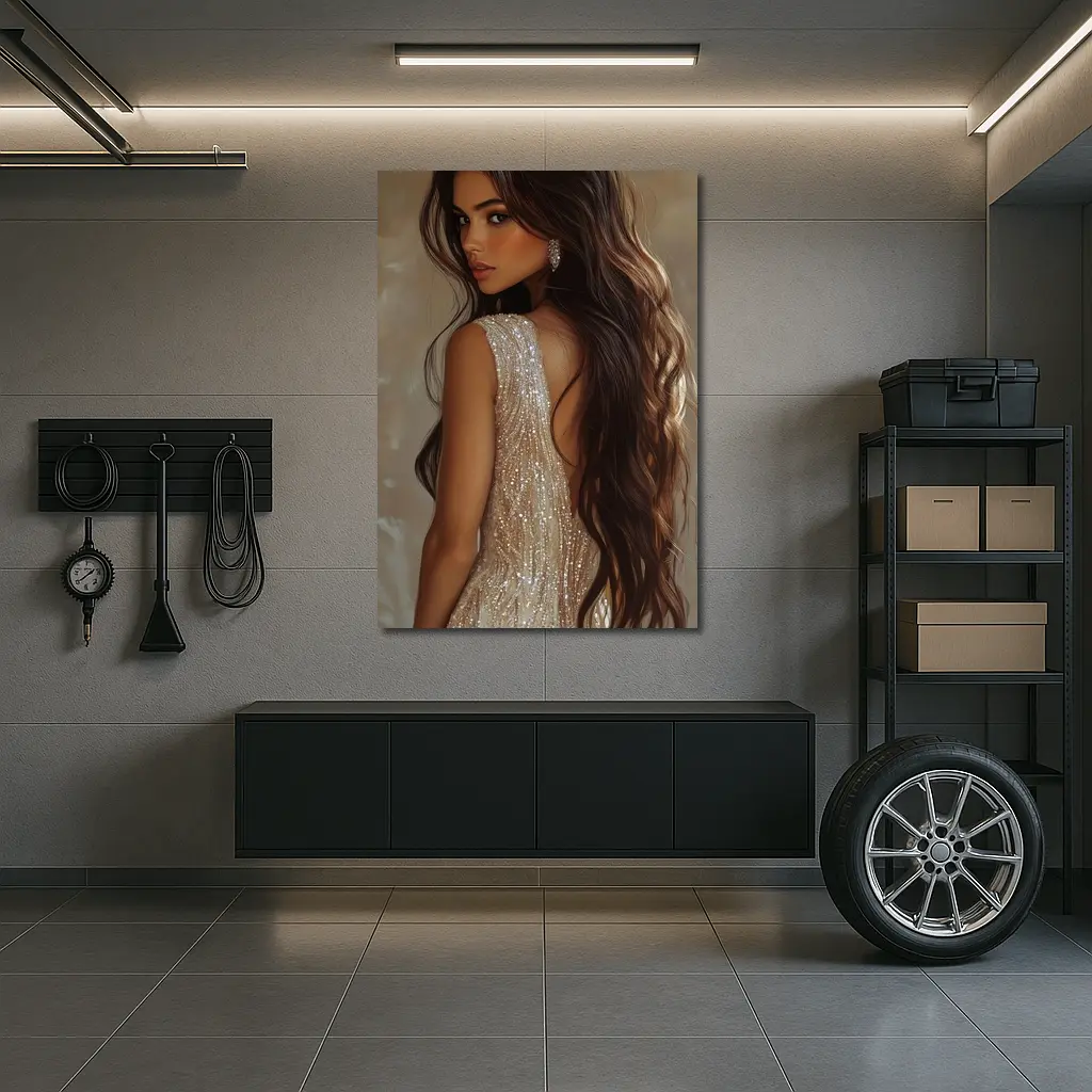 Elegant Woman Glitter Dress Digital Art – Wall Art