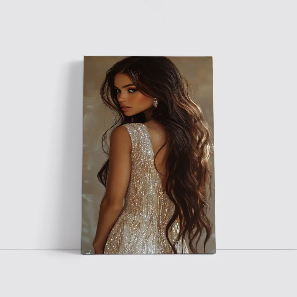 Elegant Woman Glitter Dress Digital Art – Wall Art