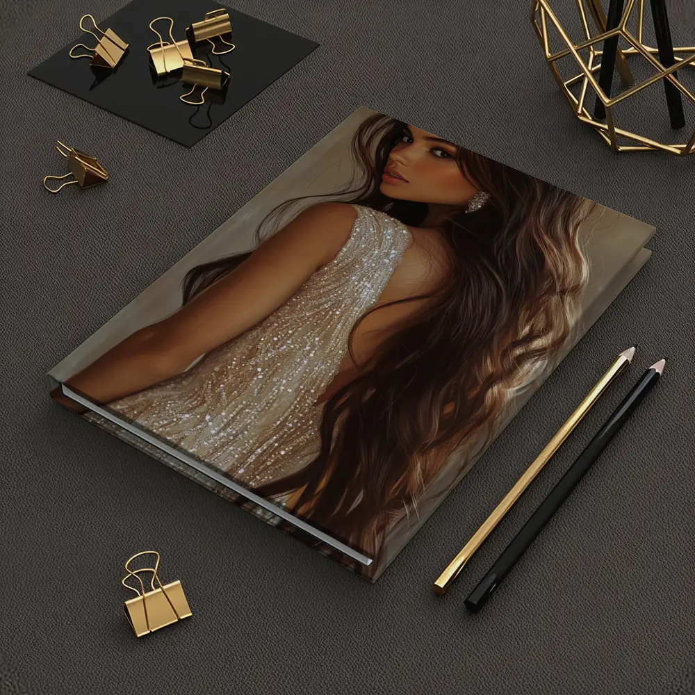 Elegant Woman Glitter Dress Digital Art – Notebooks
