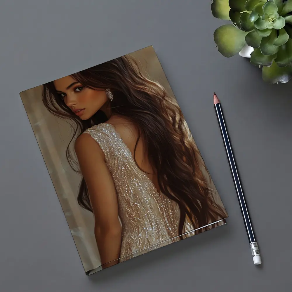 Elegant Woman Glitter Dress Digital Art – Notebooks