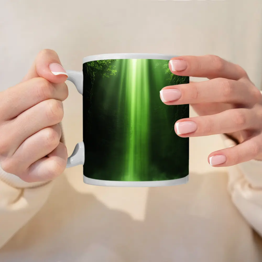 Lone Figure Green Light Forest Canyon – Mugs