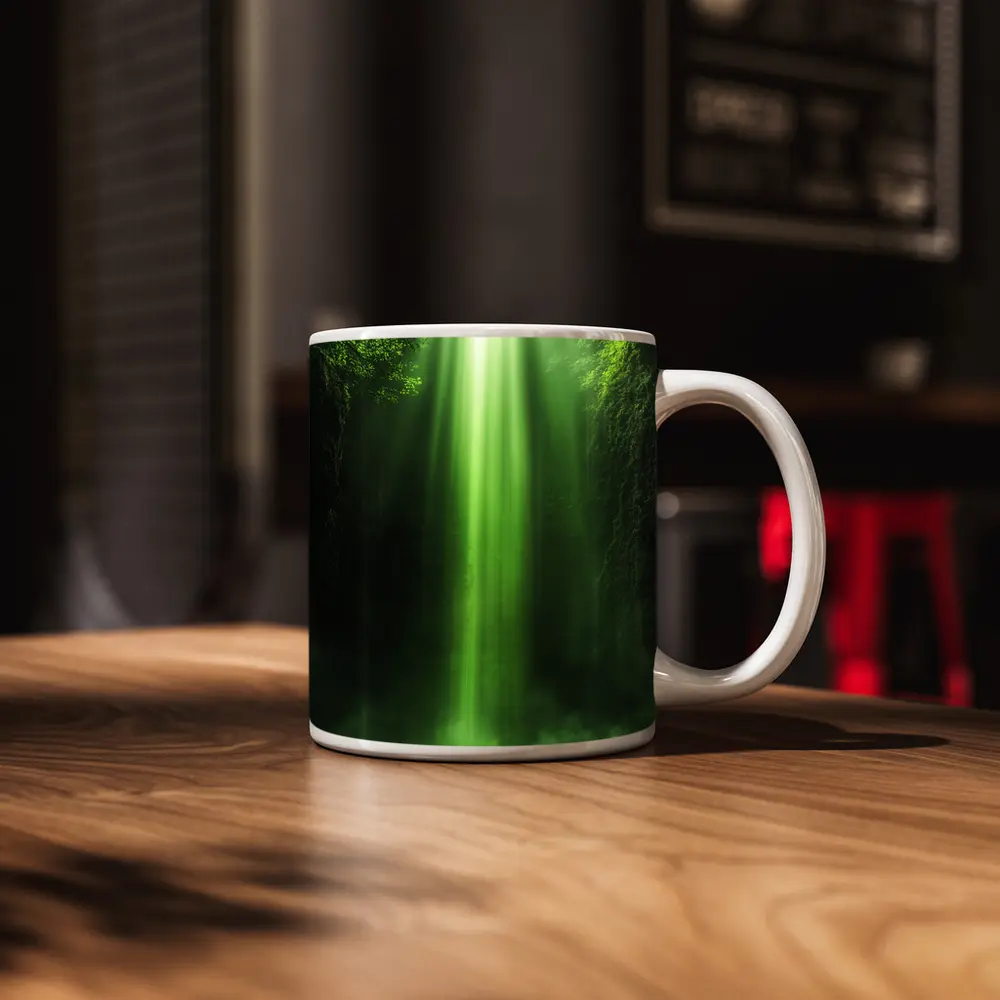 Lone Figure Green Light Forest Canyon – Mugs