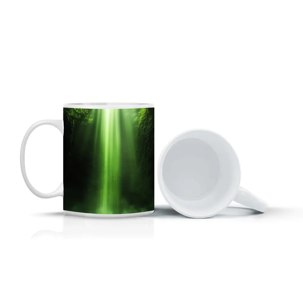 Lone Figure Green Light Forest Canyon – Mugs