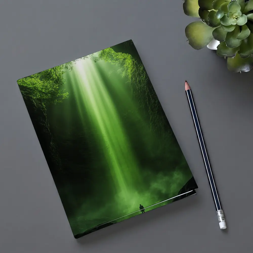 Lone Figure Green Light Forest Canyon – Notebooks