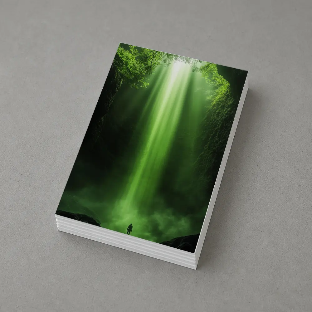 Lone Figure Green Light Forest Canyon – Postcards