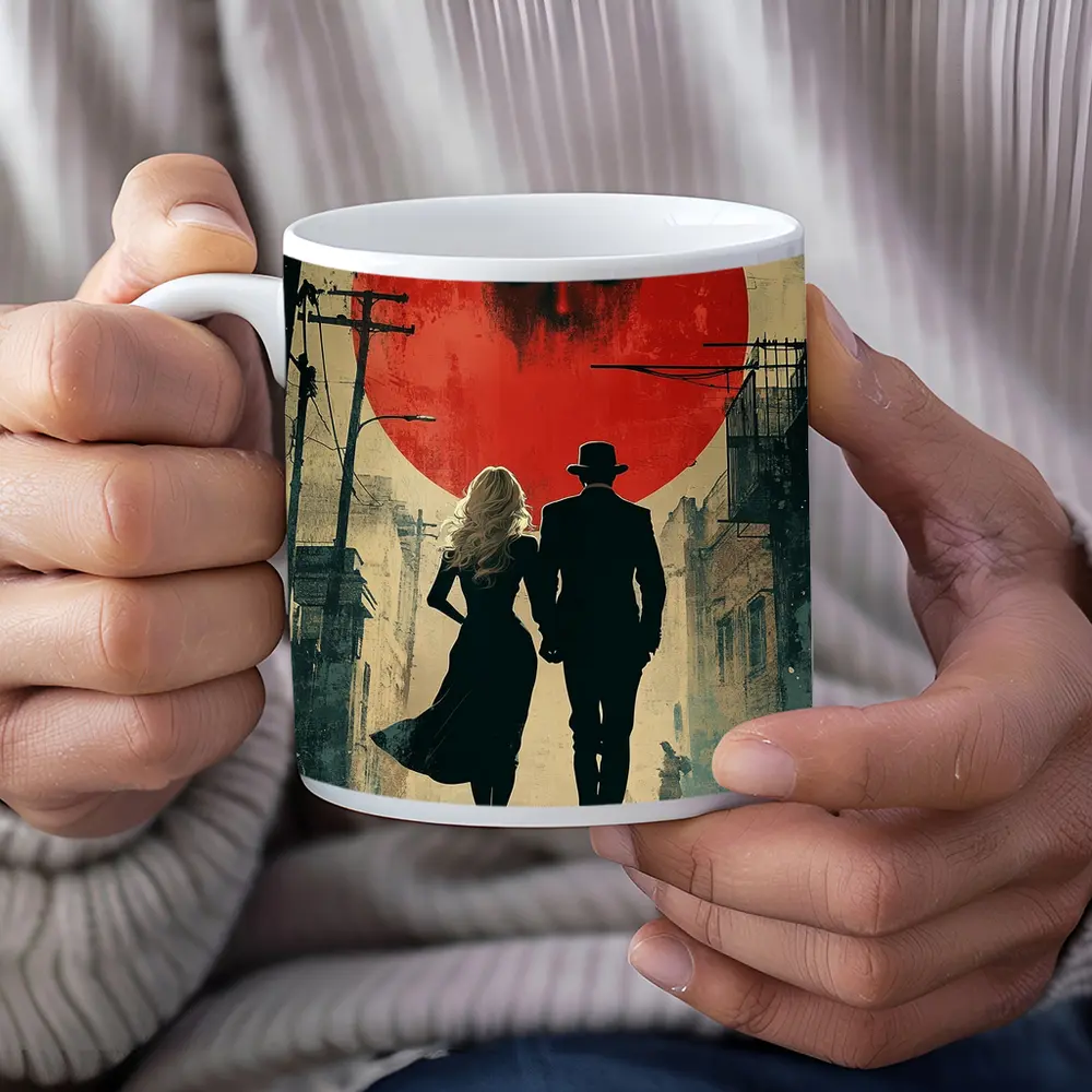 Dark Noir Couple Red Moon Horror – Mugs