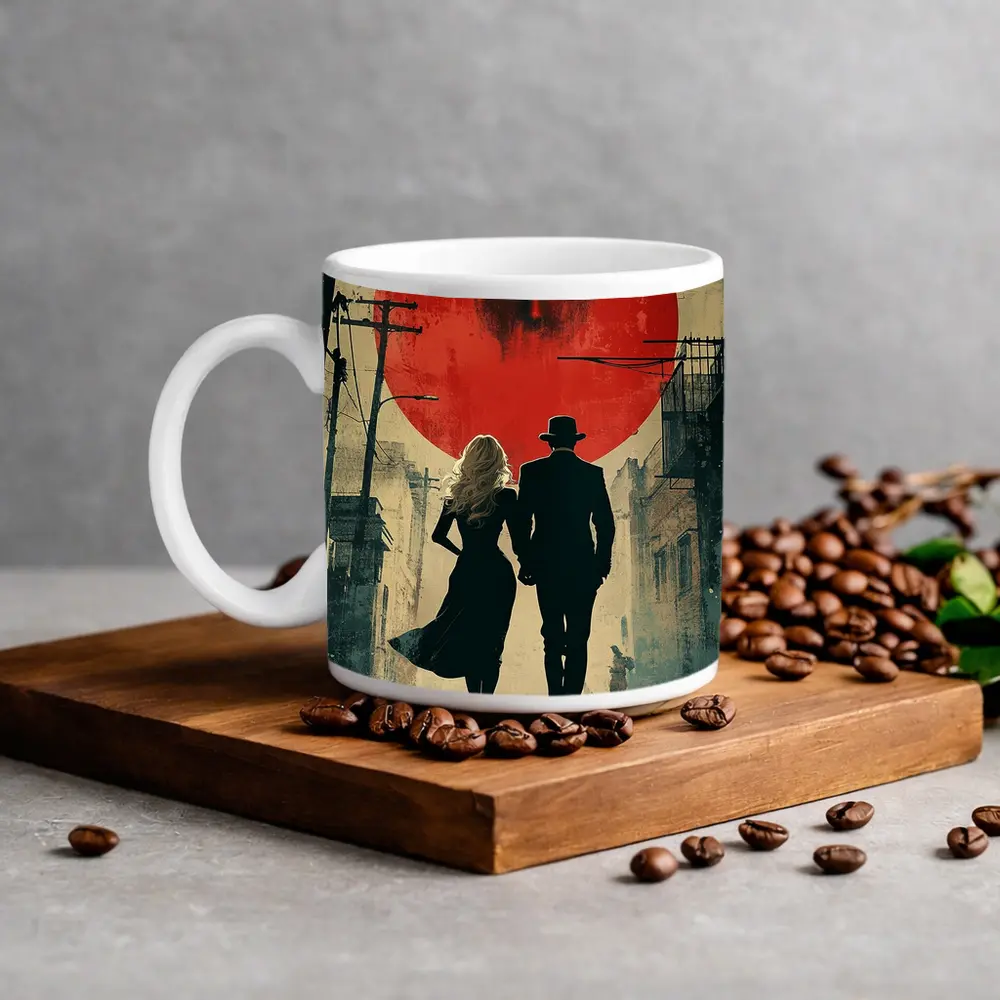 Dark Noir Couple Red Moon Horror – Mugs