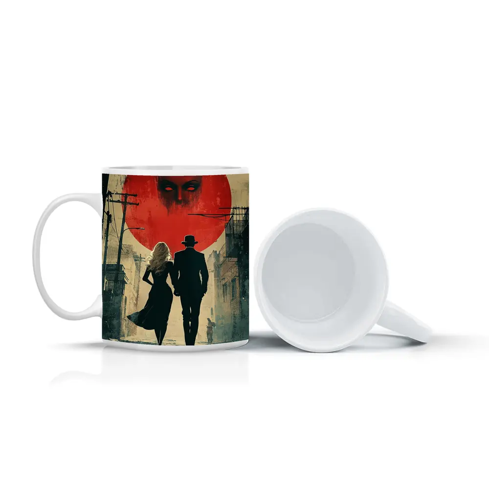 Dark Noir Couple Red Moon Horror – Mugs