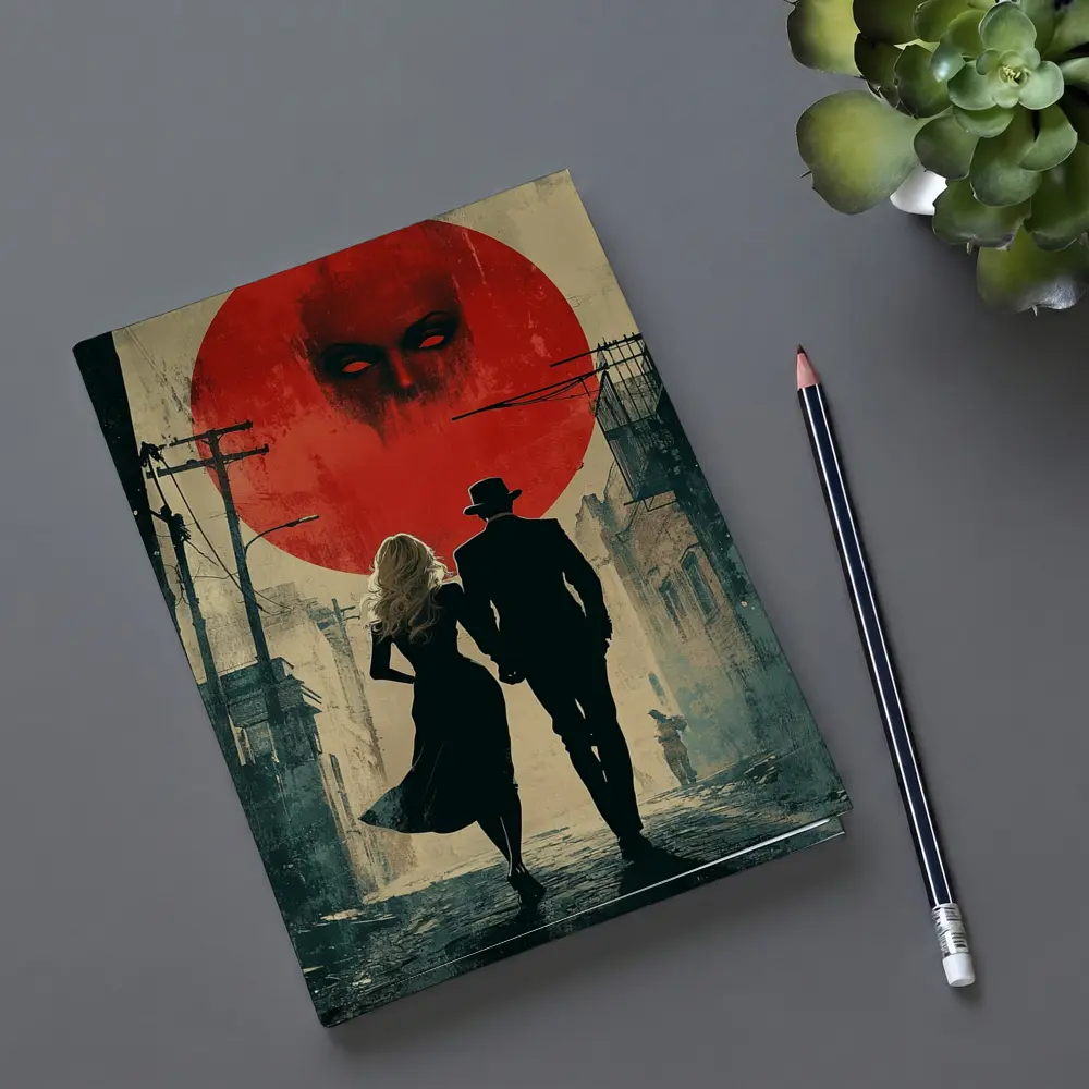 Dark Noir Couple Red Moon Horror – Notebooks
