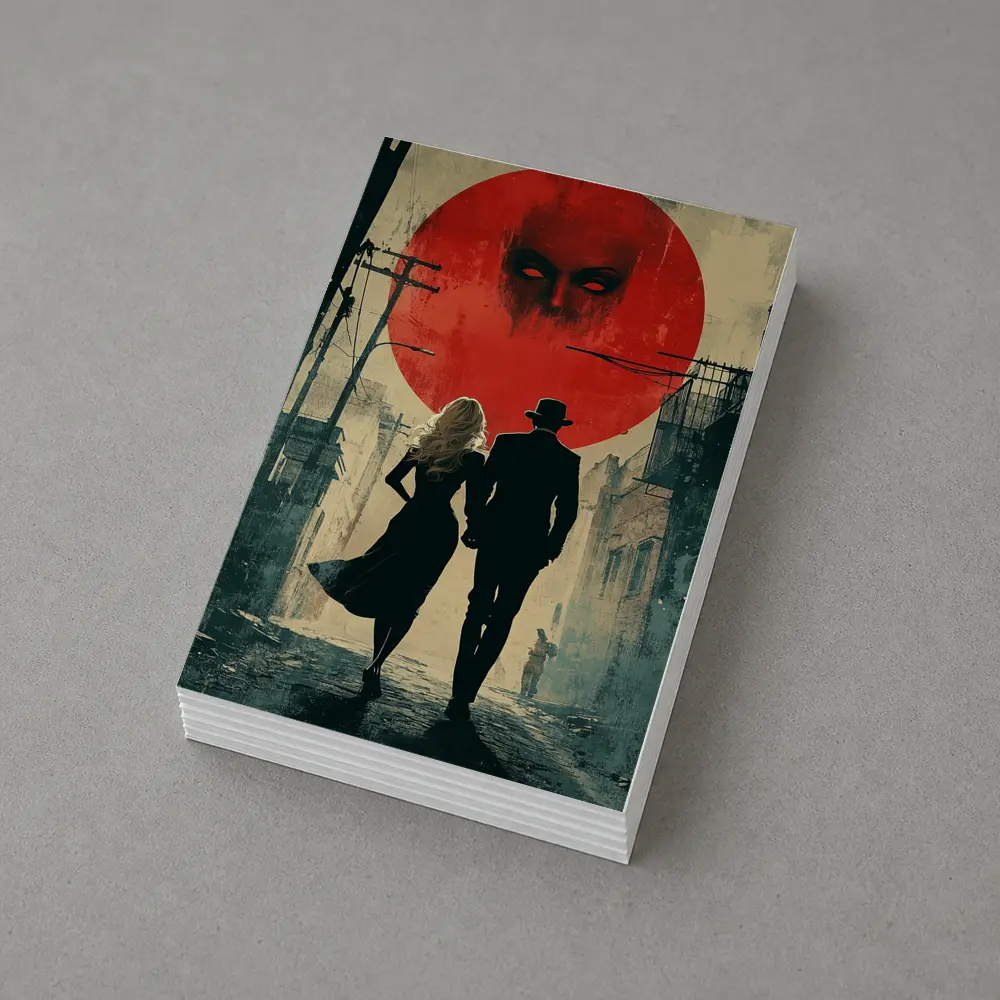 Dark Noir Couple Red Moon Horror – Postcards