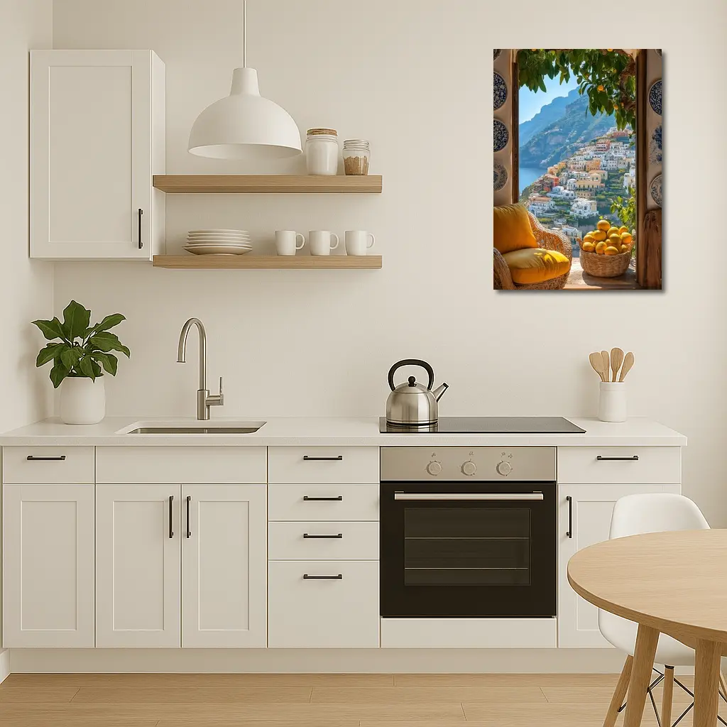 Amalfi Coast View Lemon Basket Yellow Chair – Wall Art