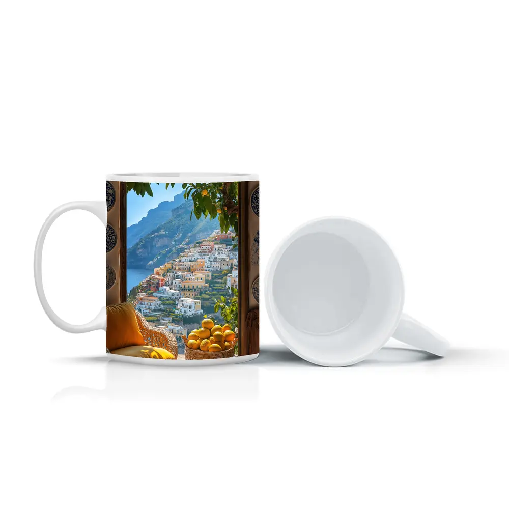 Amalfi Coast View Lemon Basket Yellow Chair – Mugs