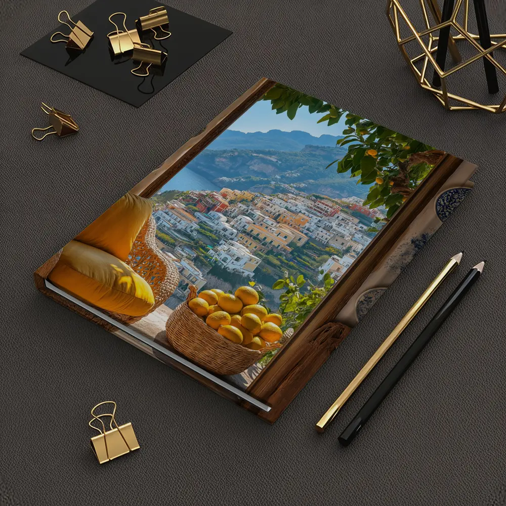 Amalfi Coast View Lemon Basket Yellow Chair – Notebooks