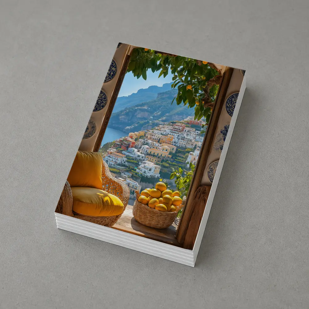 Amalfi Coast View Lemon Basket Yellow Chair – Postcards