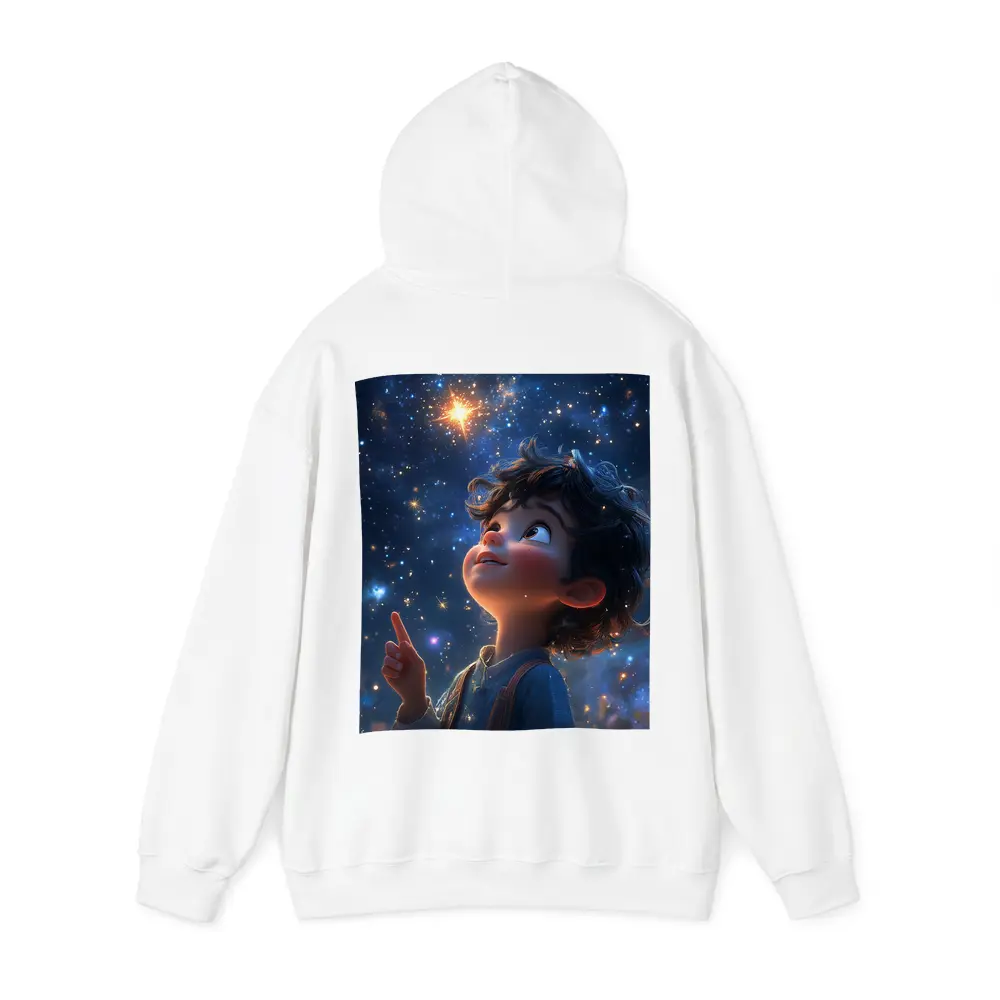 Cartoon Boy Pointing At Starry Night Sky – Hoodies