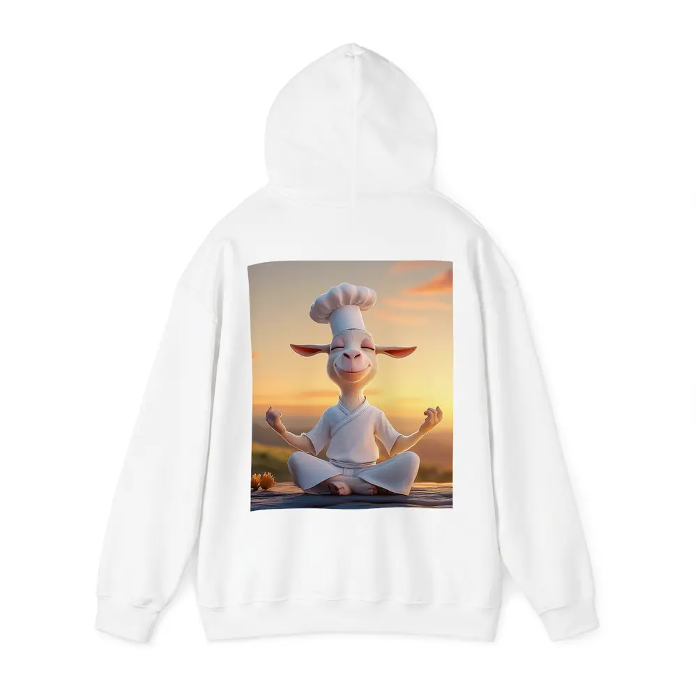 Meditating Goat Chef Sunset Sky Background – Hoodies