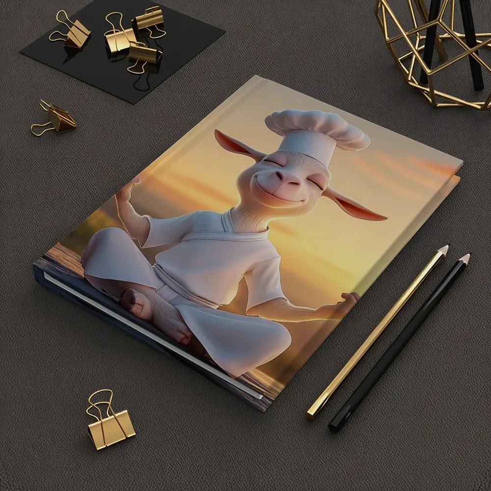 Meditating Goat Chef Sunset Sky Background – Notebooks