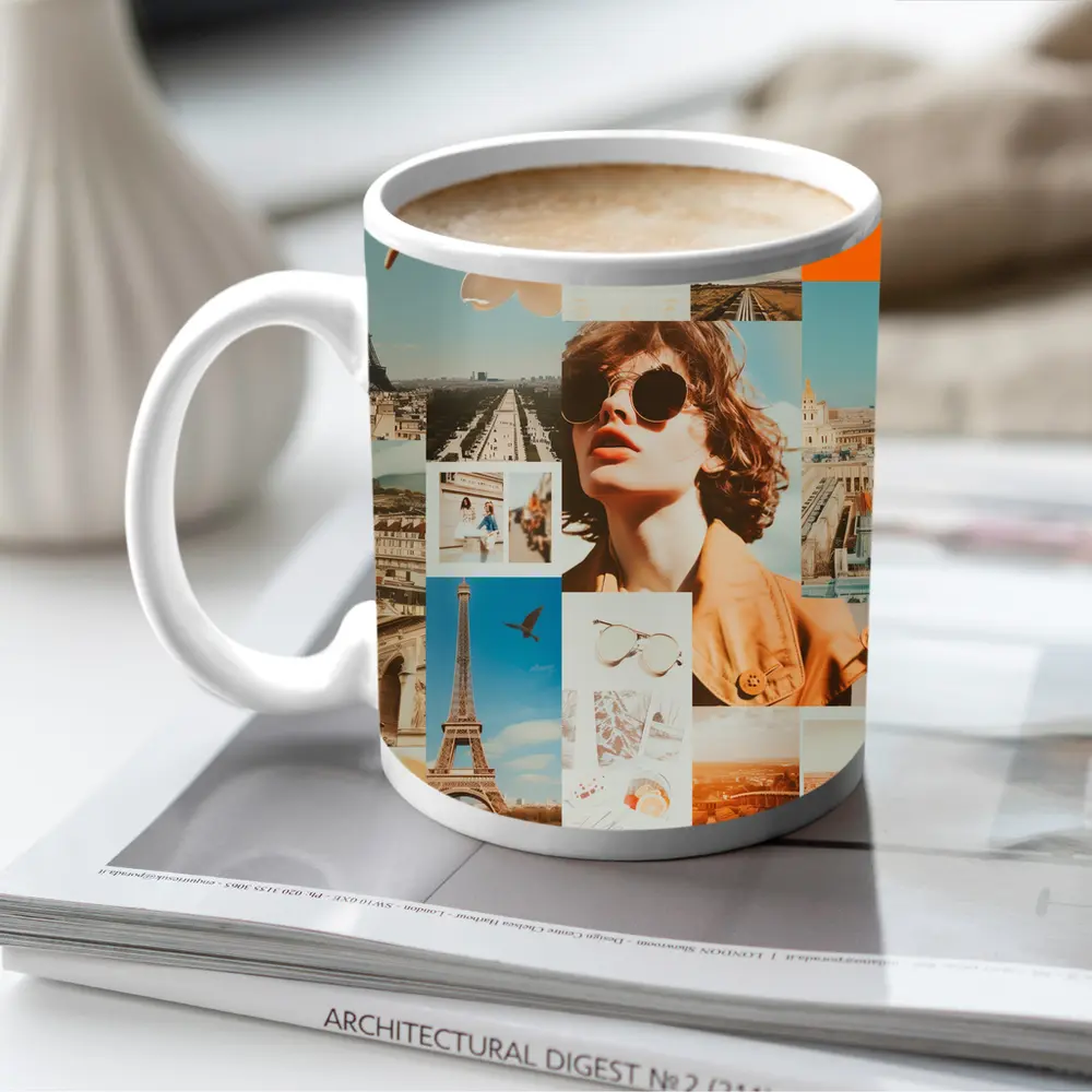 Paris Eiffel Tower Fashion Collage Aesthetic – Mugs