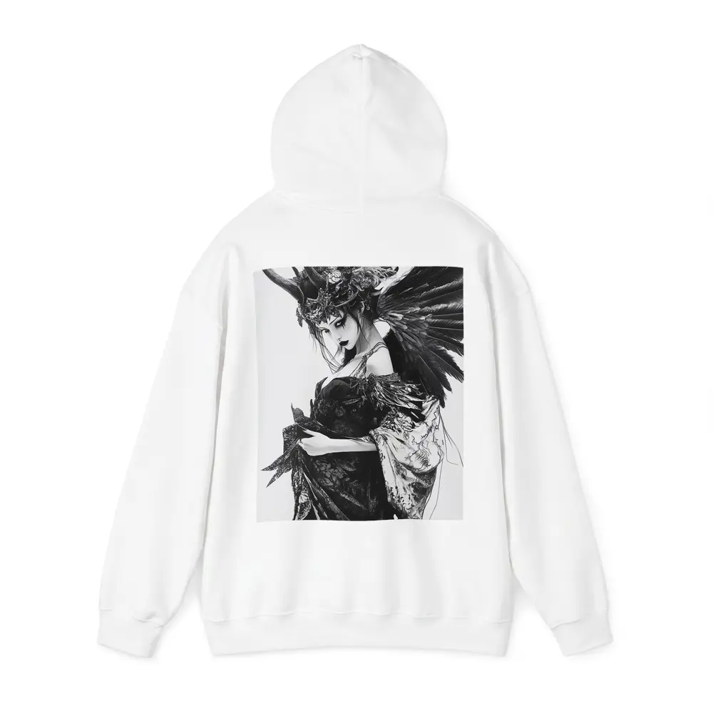 Dark Gothic Woman Black Feathers Fantasy Art – Hoodies