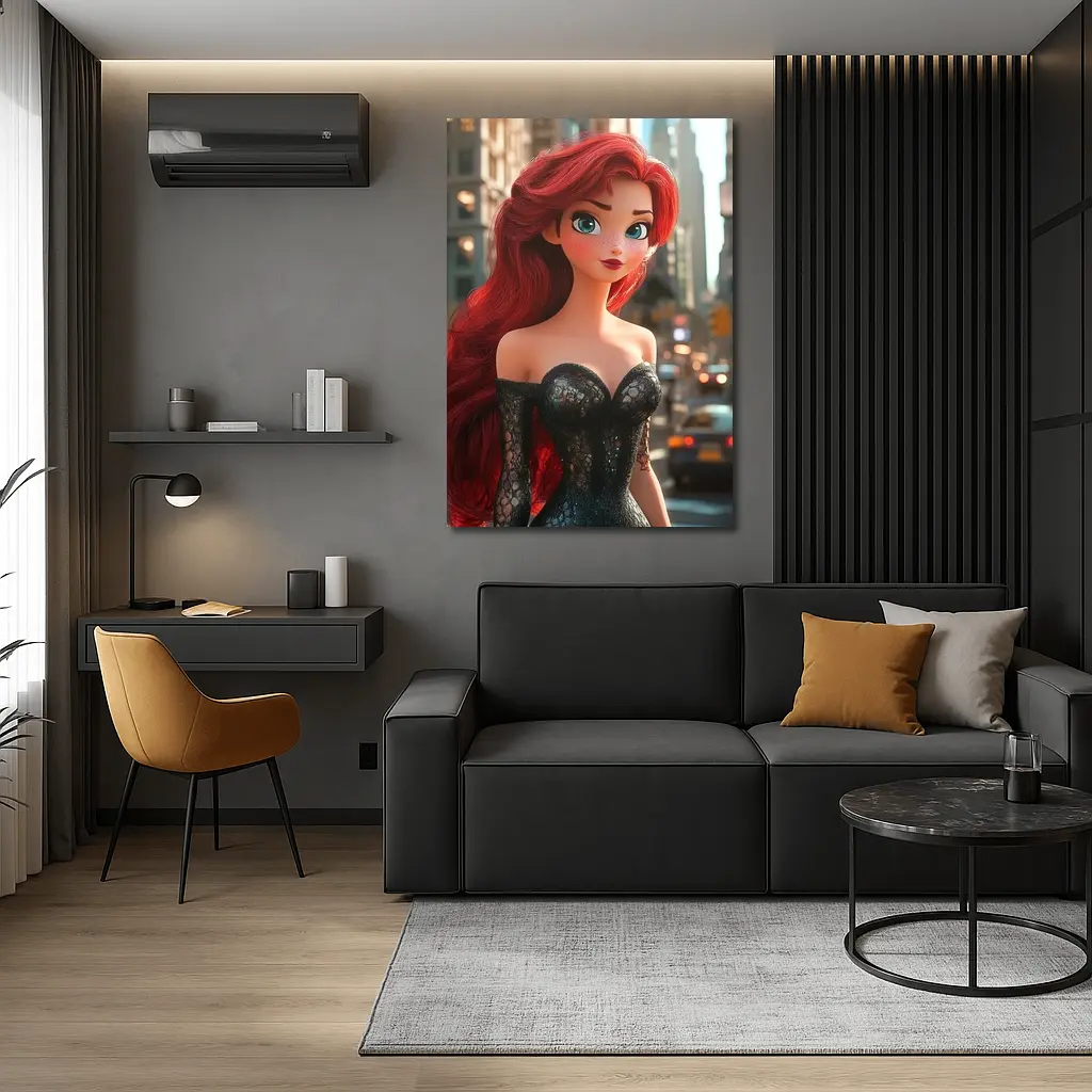 Red Hair Anime Girl City Street – Wall Art