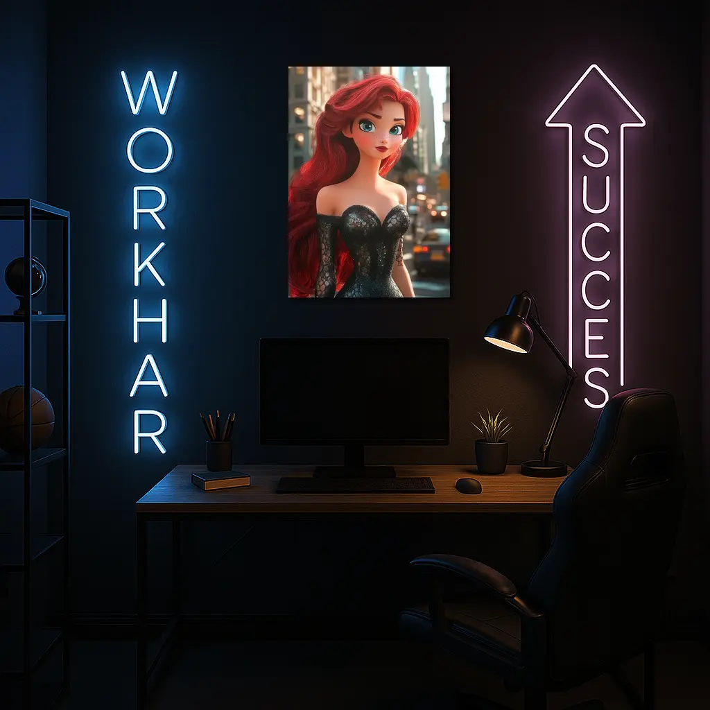 Red Hair Anime Girl City Street – Wall Art