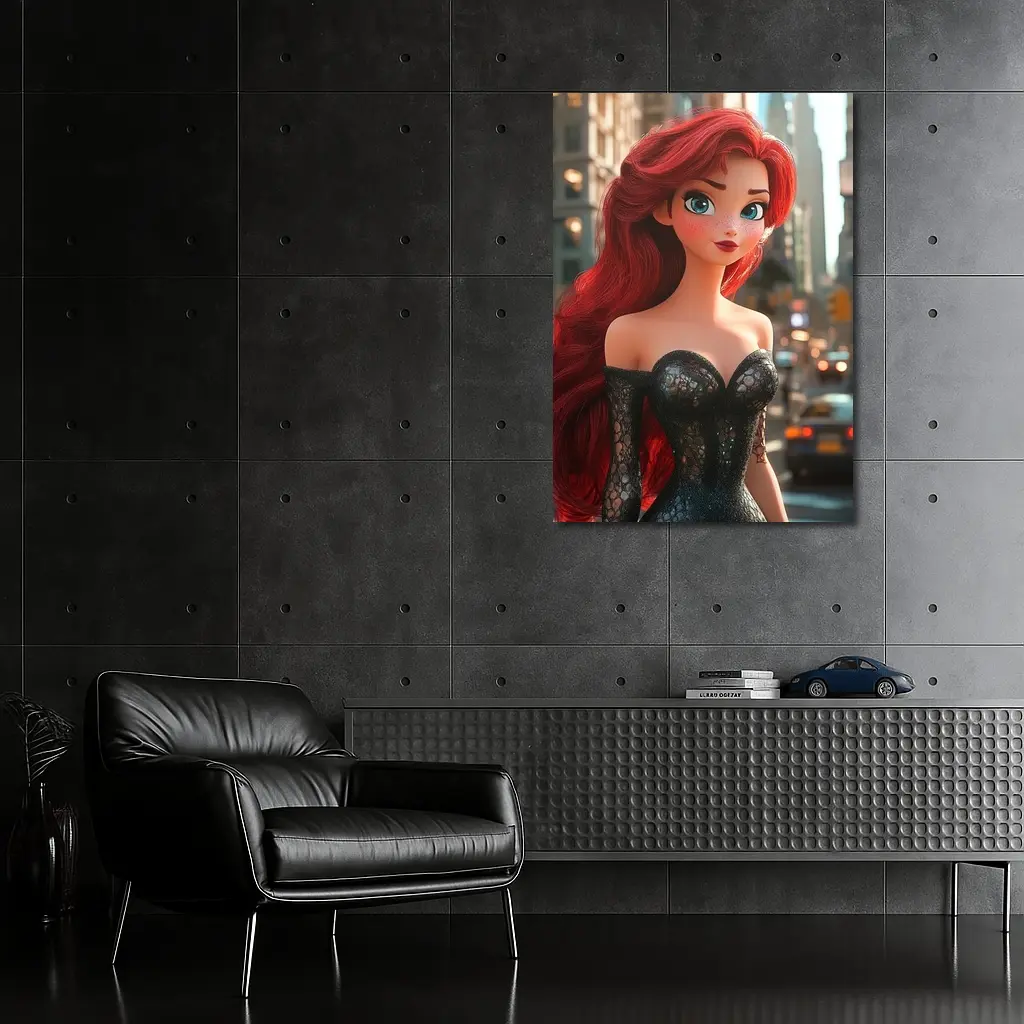 Red Hair Anime Girl City Street – Wall Art