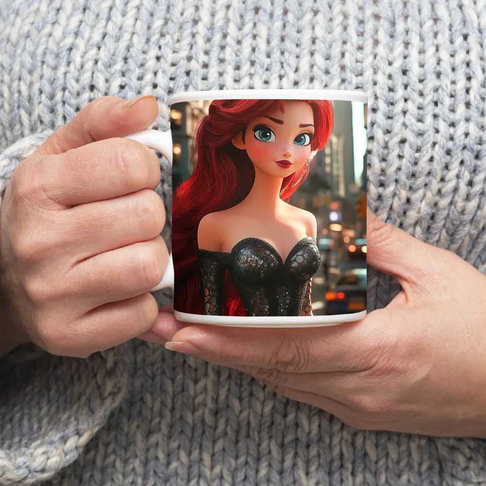 Red Hair Anime Girl City Street – Mugs