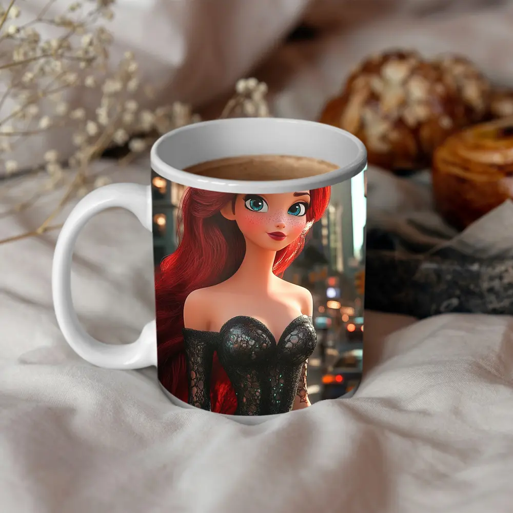 Red Hair Anime Girl City Street – Mugs