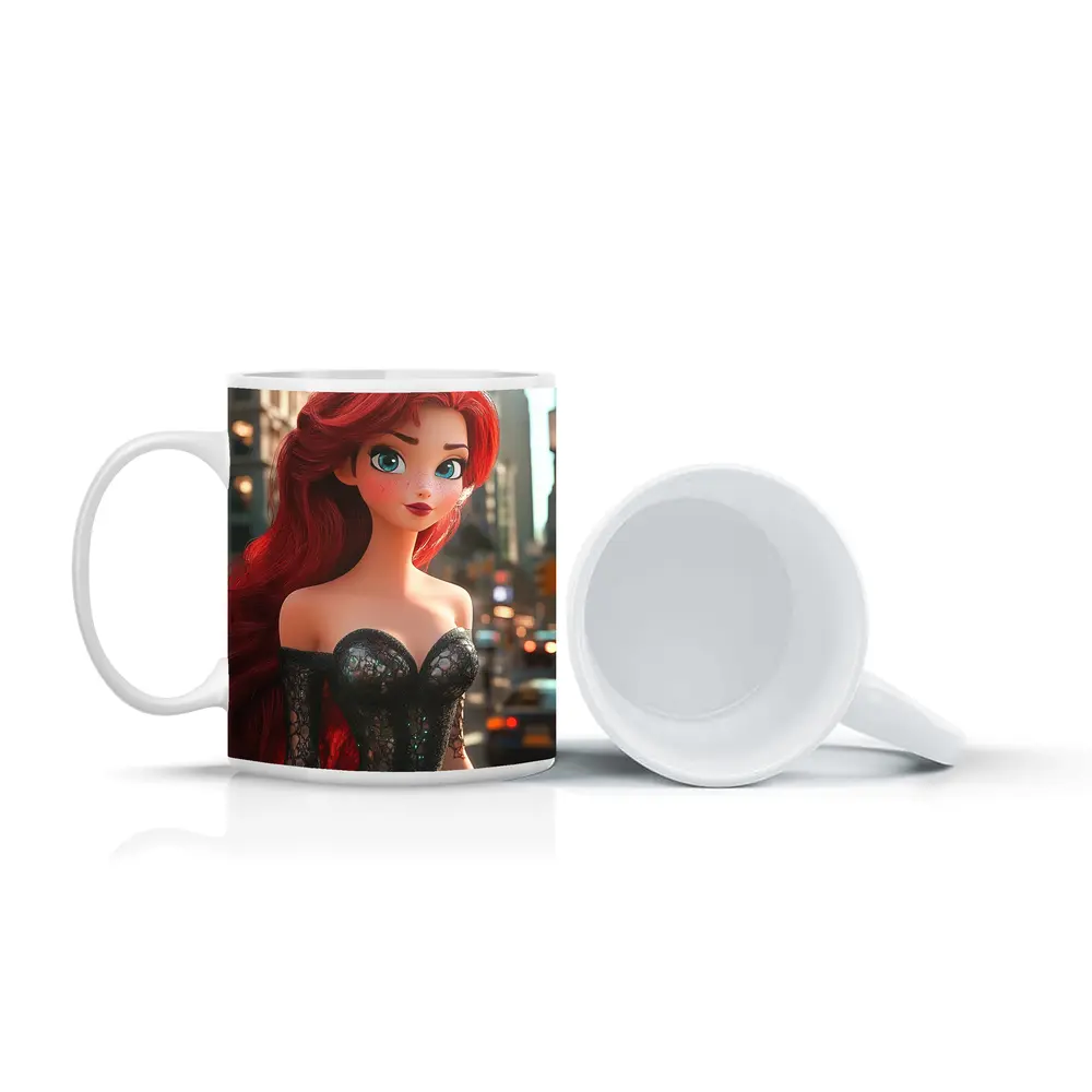 Red Hair Anime Girl City Street – Mugs