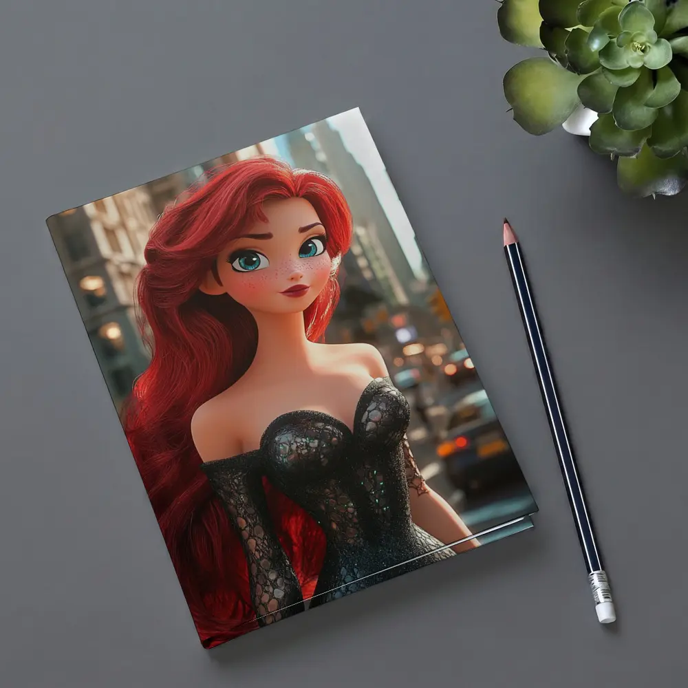 Red Hair Anime Girl City Street – Notebooks