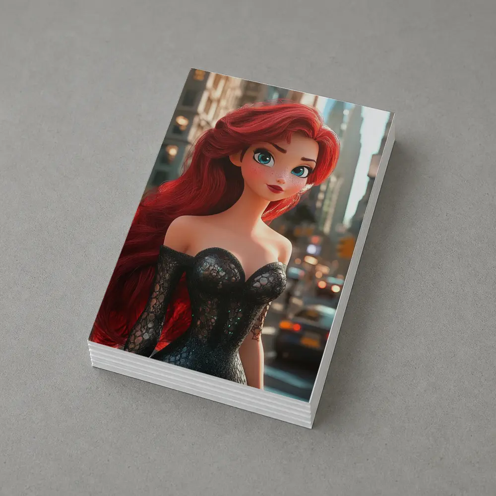 Red Hair Anime Girl City Street – Postcards