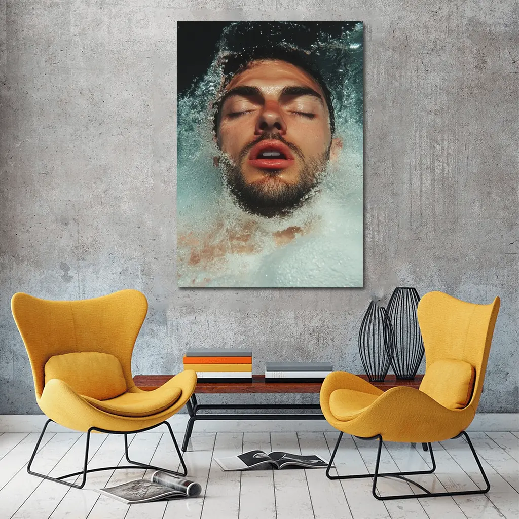 Man Emerging From Water Eyes Closed – Wall Art