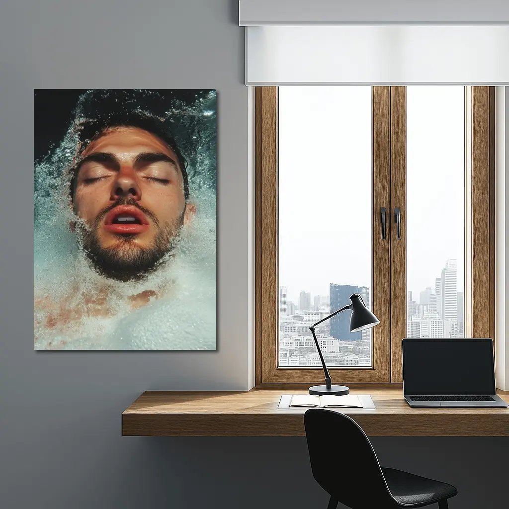 Man Emerging From Water Eyes Closed – Wall Art