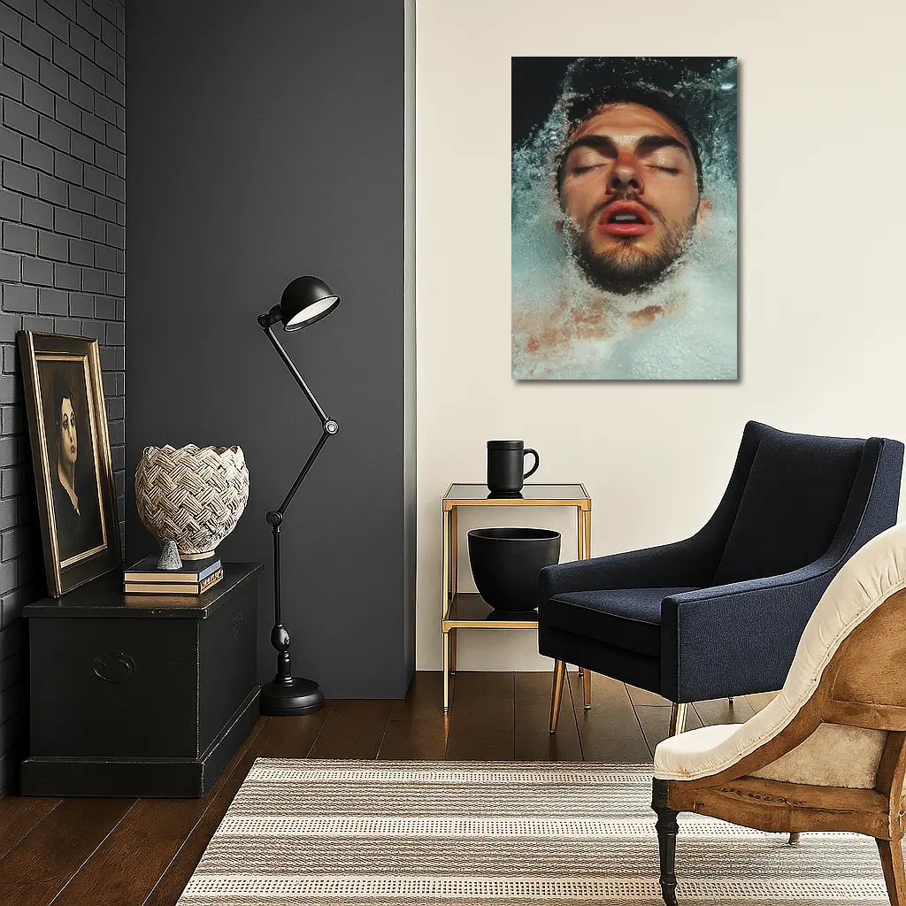 Man Emerging From Water Eyes Closed – Wall Art
