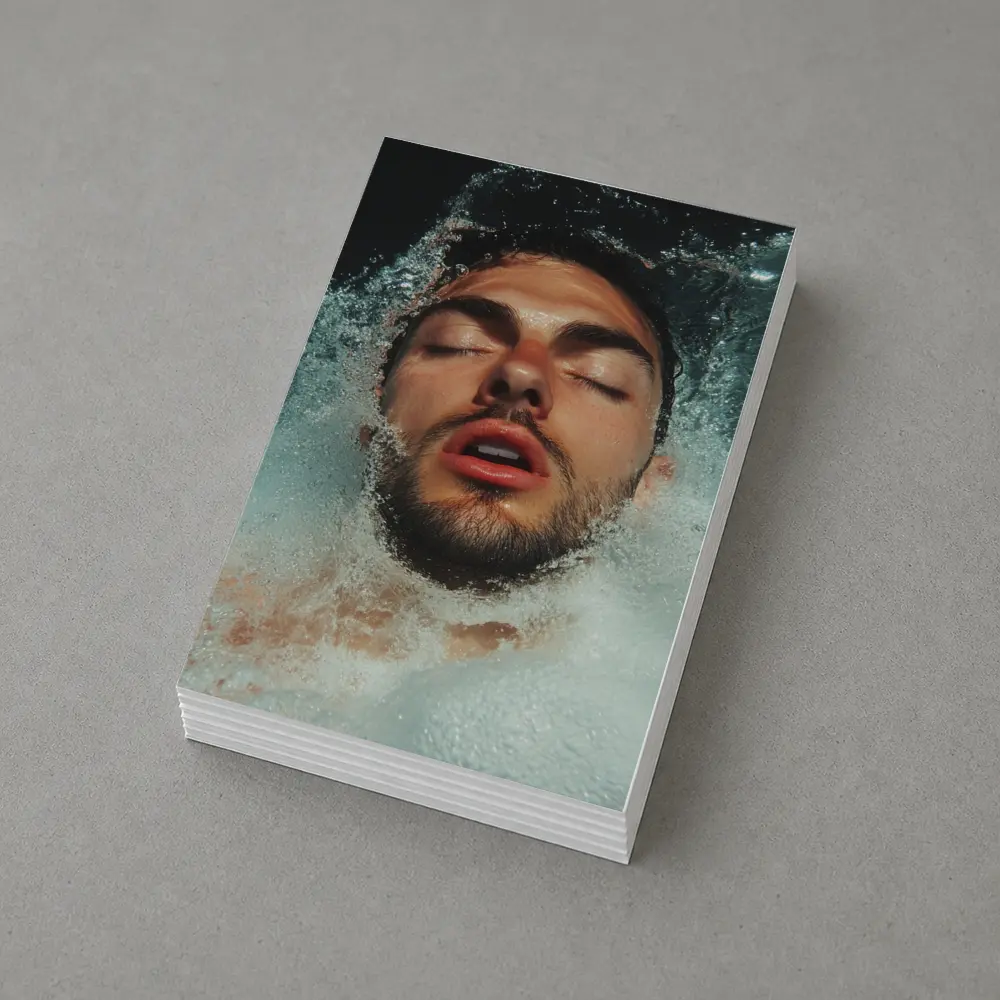 Man Emerging From Water Eyes Closed – Postcards