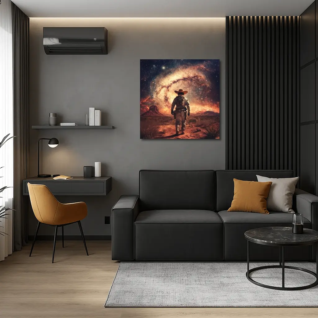 Space Cowboy Walking Through Desert Galaxy – Wall Art