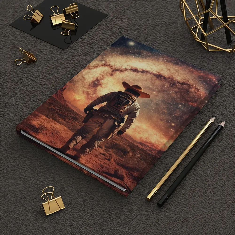 Space Cowboy Walking Through Desert Galaxy – Notebooks