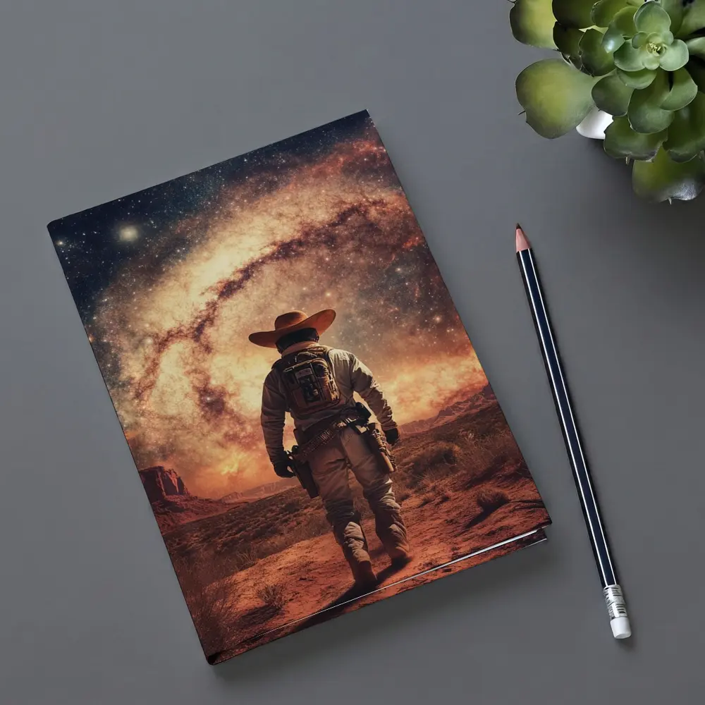 Space Cowboy Walking Through Desert Galaxy – Notebooks
