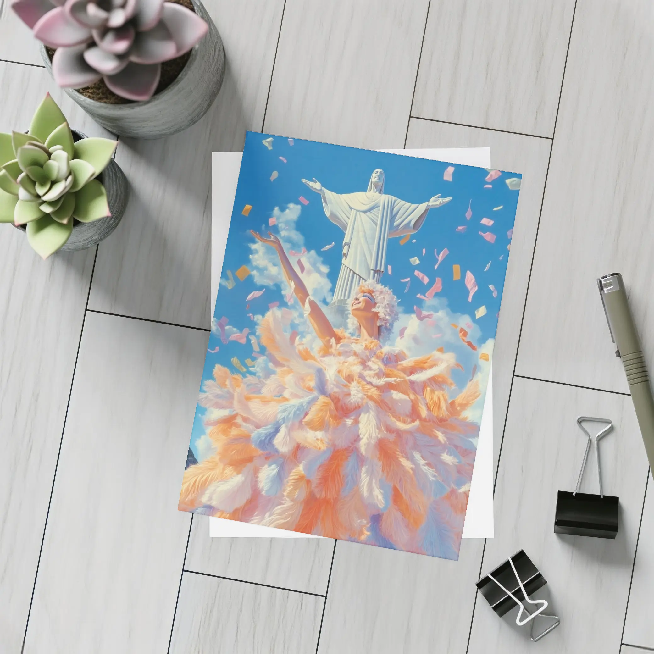 Rio Carnival Dancer Christ Redeemer Confetti – Postcards