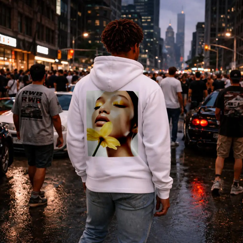 Woman Yellow Eye Makeup Flower Beauty – Hoodies