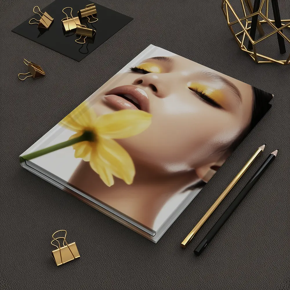 Woman Yellow Eye Makeup Flower Beauty – Notebooks