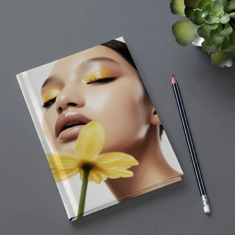 Woman Yellow Eye Makeup Flower Beauty – Notebooks