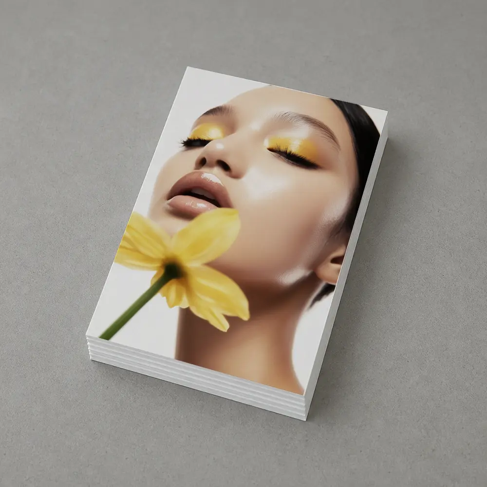 Woman Yellow Eye Makeup Flower Beauty – Postcards