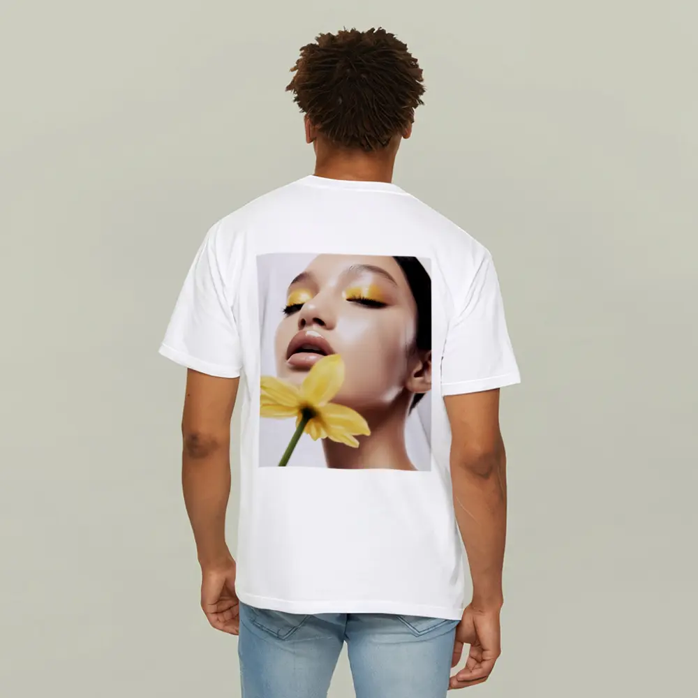 Woman Yellow Eye Makeup Flower Beauty – T-Shirts