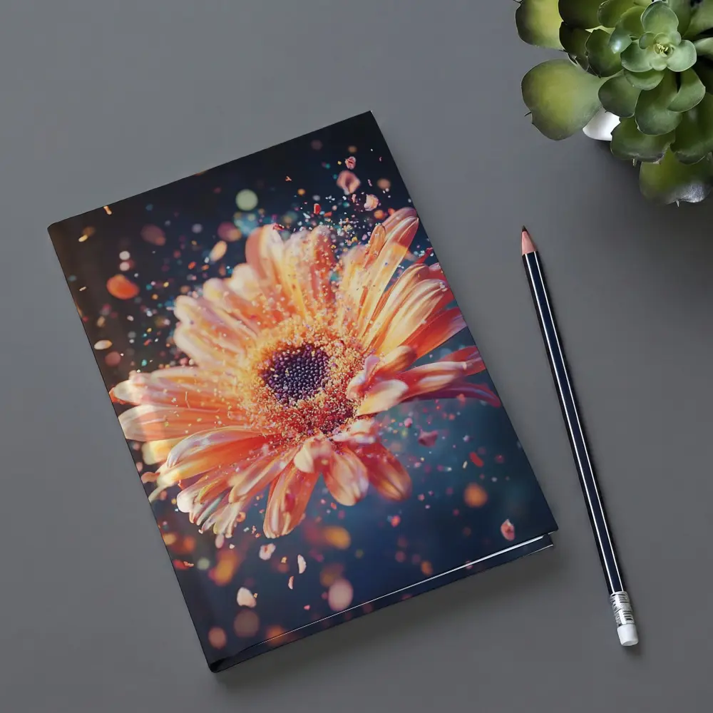 Exploding Gerbera Daisy Orange Bokeh Background – Notebooks