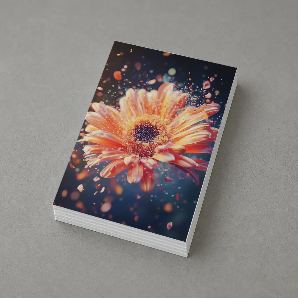 Exploding Gerbera Daisy Orange Bokeh Background – Postcards